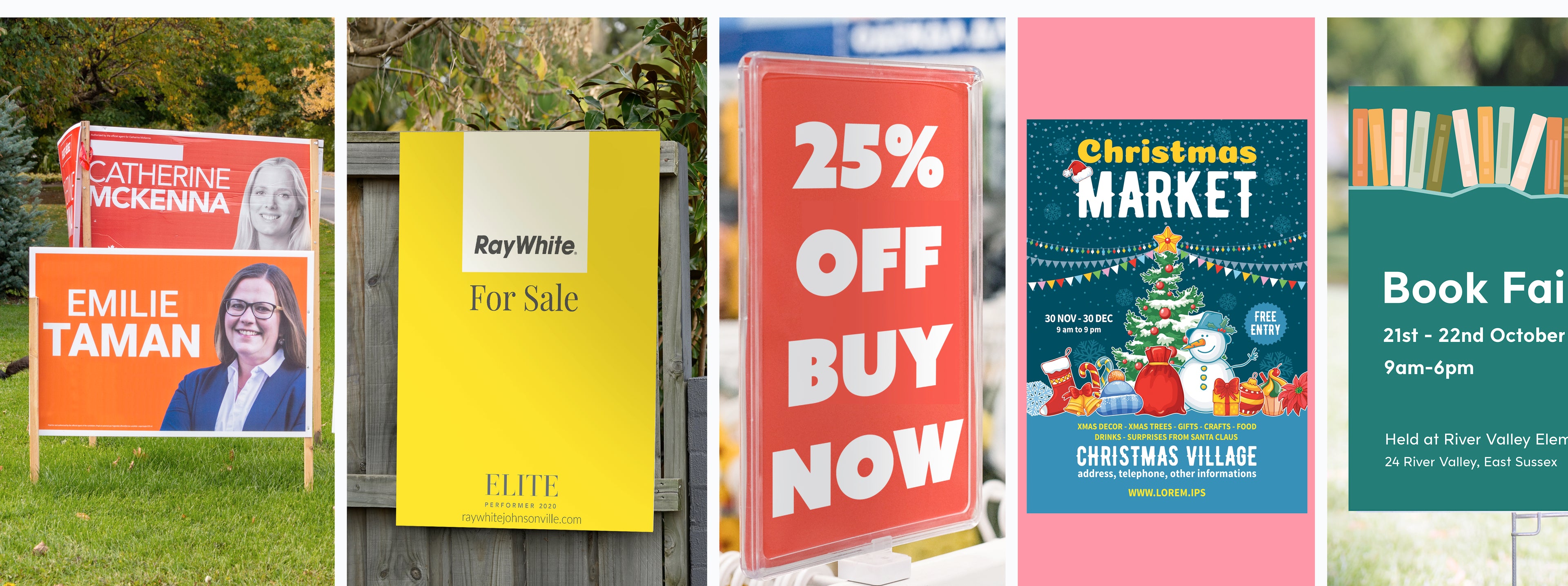 Real Estate Signs, For Sale Signs, Fairs and Market Signage